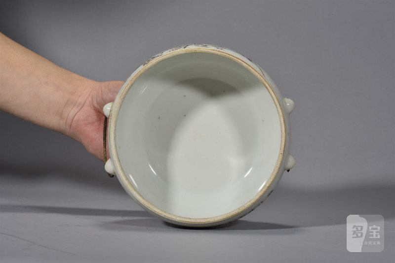 清光绪 张肇源浅绛彩花鸟暖锅底 - 图5
